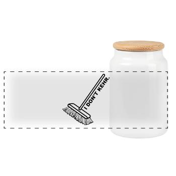 I don't care Besen egal Wurst kehr Geschenk - Panorama Keksdose mit Holzdeckel - Weiß - Vorne