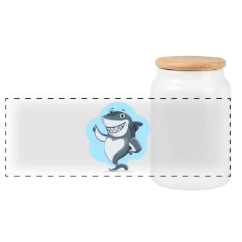 requin drôle - Boîte à biscuits avec couvercle en bois - blanc - Devant