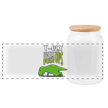T Rex Hates Tractions séance d'entraînement drôle de cadeau - Boîte à biscuits avec couvercle en bois - blanc - Devant