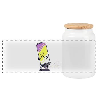 Spraydose Furz Fart peinlich Sprayer Geschenk - Panorama Keksdose mit Holzdeckel - Weiß - Vorne