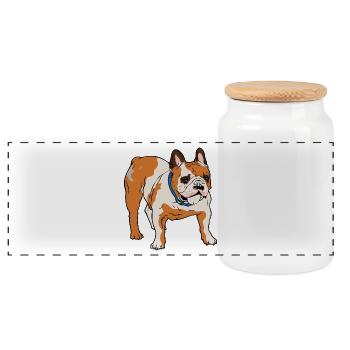 Bulldogge Hund Dog Geschenk Idee - Panorama Keksdose mit Holzdeckel - Weiß - Vorne