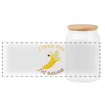 J'peux pas, j'ai banane - Boîte à biscuits avec couvercle en bois - blanc - Devant