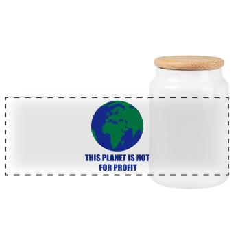Planet Erde - Panorama Keksdose mit Holzdeckel - Weiß - Vorne