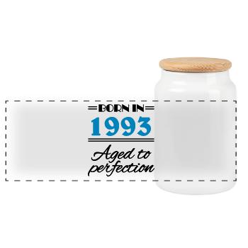 Born in 1993 Aged to perfection - Panoramic Cookie Jar with Wooden Lid - white - Front