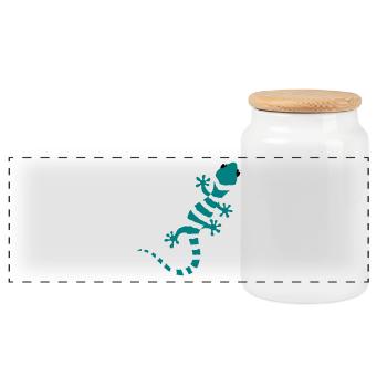 Gecko Salamander Eidechse Reptil Klettern Geschenk - Panorama Keksdose mit Holzdeckel - Weiß - Vorne