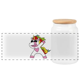 Tamponner, licorne - Boîte à biscuits avec couvercle en bois - blanc - Devant