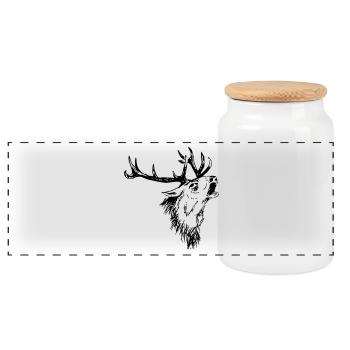 deer - Panoramic Cookie Jar with Wooden Lid - white - Front
