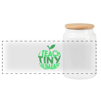 Teacher - I teach little cute people - Panoramic Cookie Jar with Wooden Lid - white - Front