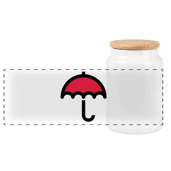 Regenschirm Icon Symbol - Panorama Keksdose mit Holzdeckel - Weiß - Vorne