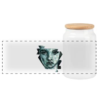 face - Panoramic Cookie Jar with Wooden Lid - white - Front
