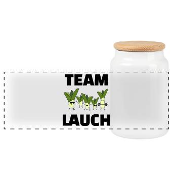 Team Lauch die ultimative Lauch Army - Panorama Keksdose mit Holzdeckel - Weiß - Vorne
