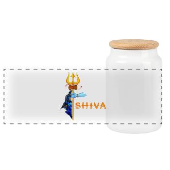 Shiva - Boîte à biscuits avec couvercle en bois - blanc - Devant