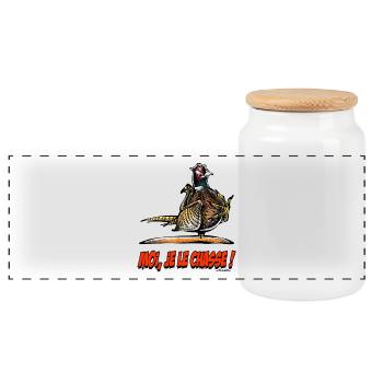 The Pheasant, Moi Je Le Chasse! - Panoramic Cookie Jar with Wooden Lid - white - Front