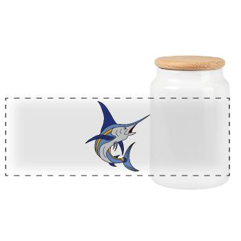 Marlin swordfish marlin deep sea fishing - Panoramic Cookie Jar with Wooden Lid - white - Front