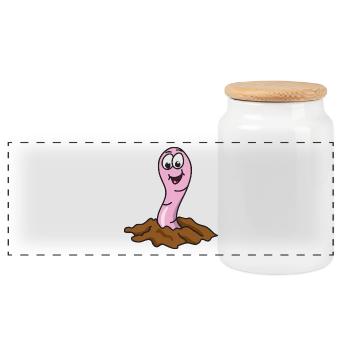 earthworm - Panoramic Cookie Jar with Wooden Lid - white - Front