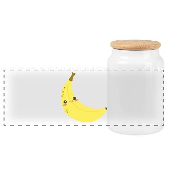 Happy banana perfect for kids - Panoramic Cookie Jar with Wooden Lid - white - Front