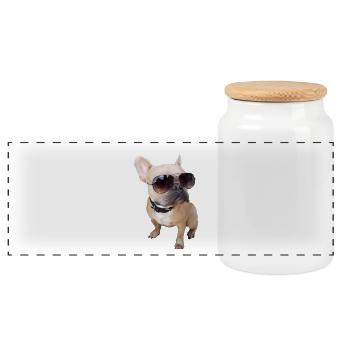 french bulldog dog - Panoramic Cookie Jar with Wooden Lid - white - Front
