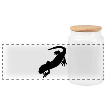 salamander - Panoramic Cookie Jar with Wooden Lid - white - Front