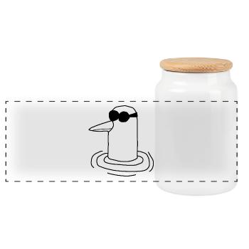 duck - Panoramic Cookie Jar with Wooden Lid - white - Front