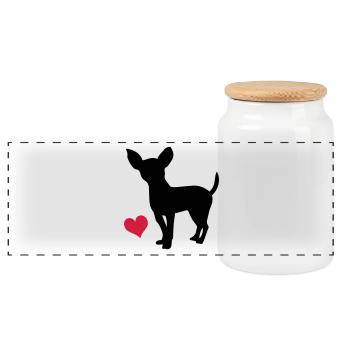 Chihuahua - Panoramic Cookie Jar with Wooden Lid - white - Front