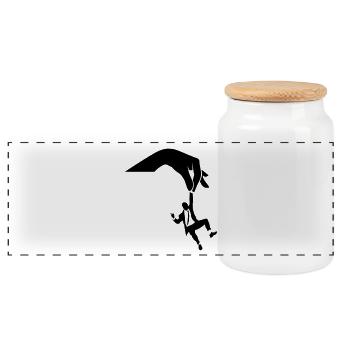 A manager is like a puppet - Panoramic Cookie Jar with Wooden Lid - white - Front