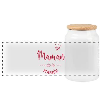Maman de la mariée - Boîte à biscuits avec couvercle en bois - blanc - Devant