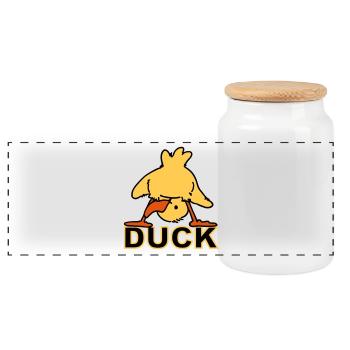 Ducking Duck (3 colors) - Panorama Keksdose mit Holzdeckel - Weiß - Vorne