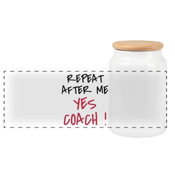 Coach Coaching Trainer Sport Entraineur Team - Panoramic Cookie Jar with Wooden Lid - white - Front