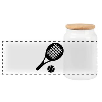 tennis - Panoramic Cookie Jar with Wooden Lid - white - Front