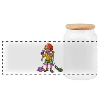 Little baby climber 1 - Panoramic Cookie Jar with Wooden Lid - white - Front