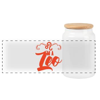 Leo / Leo Zodiac - Boîte à biscuits avec couvercle en bois - blanc - Devant