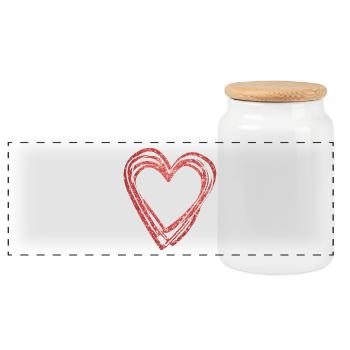 Valentine's Day Gift Cute Glitter Heart Outline - Panoramic Cookie Jar with Wooden Lid - white - Front