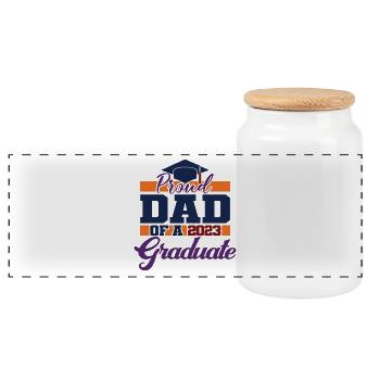 Stolzer Vater eines 2023 Graduate Graduation For Men - Panorama Keksdose mit Holzdeckel - Weiß - Vorne