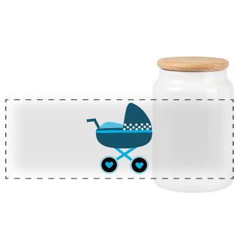 Baby Birth 2025 Gift Gift Idea - Panoramic Cookie Jar with Wooden Lid - white - Front