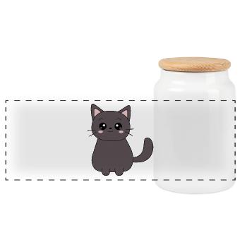 Black Cat Cat Sweet Kitten Christmas Gift - Panoramic Cookie Jar with Wooden Lid - white - Front