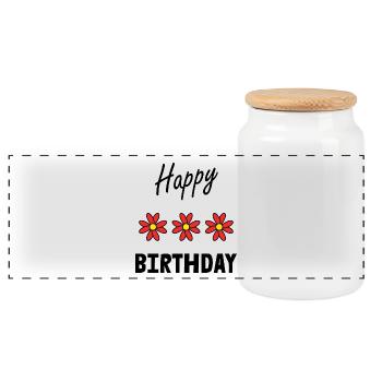 ALLES GUTE ZUM GEBURTSTAG. ALLES GUTE ZUM GEBURTSTAG. JAHRESTAG. - Panorama Keksdose mit Holzdeckel - Weiß - Vorne
