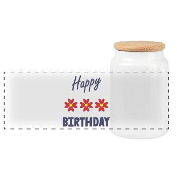ALLES GUTE ZUM GEBURTSTAG. ALLES GUTE ZUM GEBURTSTAG. JAHRESTAG. - Panorama Keksdose mit Holzdeckel - Weiß - Vorne