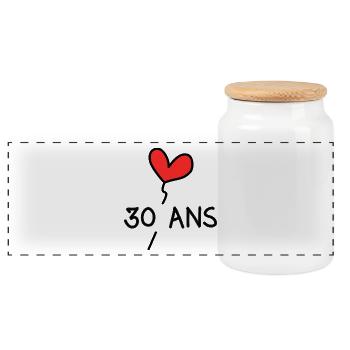 30. 30 ANS. 30e ANNIVERSAIRE. ANNIVERSAIRE 30 ANS. - Boîte à biscuits avec couvercle en bois - blanc - Devant