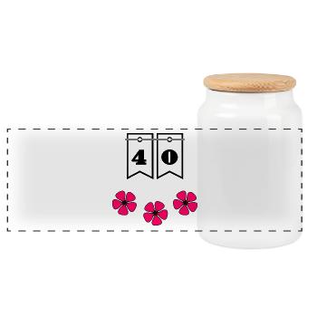 40. 40 ANS. 40e ANNIVERSAIRE. ANNIVERSAIRE 40 ANS. - Boîte à biscuits avec couvercle en bois - blanc - Devant