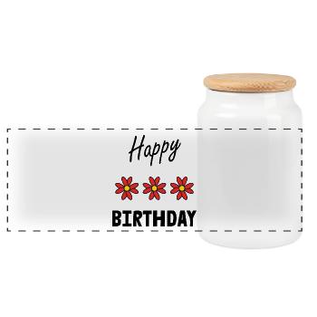 ALLES GUTE ZUM GEBURTSTAG. ALLES GUTE ZUM GEBURTSTAG. JAHRESTAG. - Panorama Keksdose mit Holzdeckel - Weiß - Vorne