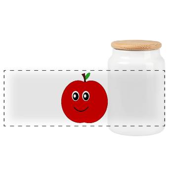 Kawaii Apple Kawaii Fruits Fruit - Panoramic Cookie Jar with Wooden Lid - white - Front
