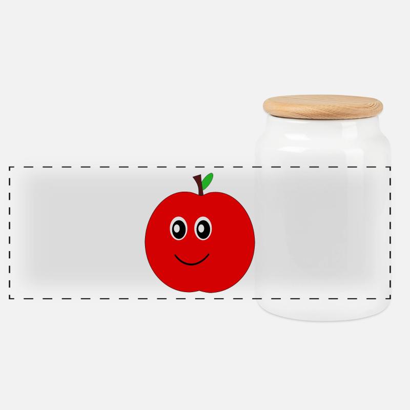 Kawaii Apfel Kawaii Früchte Kawaii Obst - Panorama Keksdose mit Holzdeckel - Weiß
