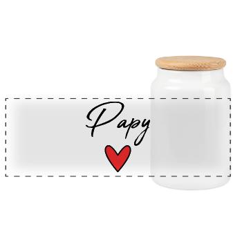 PAPY. FÊTE DES PÈRES. BONNE FÊTE PAPY. JE T'AIME. - Boîte à biscuits avec couvercle en bois - blanc - Devant