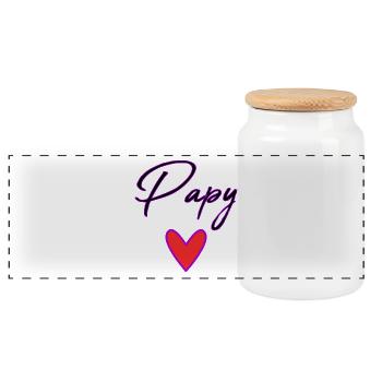 GRANDPA. DAD. FATHER'S DAY. HAPPY FATHER'S DAY - Panoramic Cookie Jar with Wooden Lid - white - Front