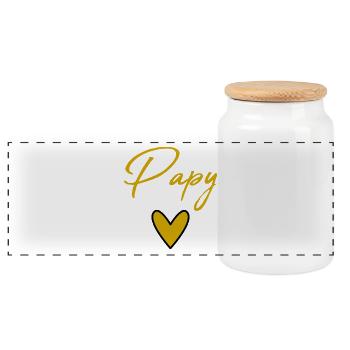 GRANDPA. DAD. FATHER'S DAY. HAPPY FATHER'S DAY. GOOD - Panoramic Cookie Jar with Wooden Lid - white - Front