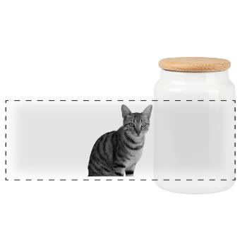 Katze weiß-schwarz Katze schwarzweiß - Panorama Keksdose mit Holzdeckel - Weiß - Vorne
