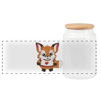 Enfant renard - Boîte à biscuits avec couvercle en bois - blanc - Devant