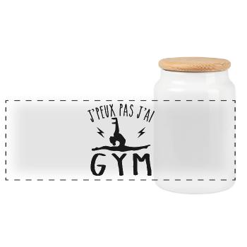 Gymnastics Gift I Can't I Have Gym - Panoramic Cookie Jar with Wooden Lid - white - Front