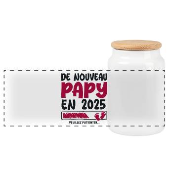 Grandpa again in 2025 - Panoramic Cookie Jar with Wooden Lid - white - Front