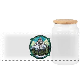 Mountains Winter Nature - Panoramic Cookie Jar with Wooden Lid - white - Front